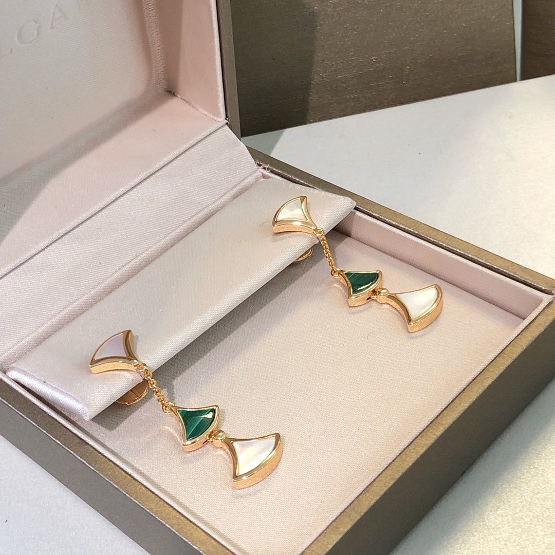 [Kaelin Vow]DREAM EARRINGS 3 MOTIFS MALACHITE MOP PINK GOLD