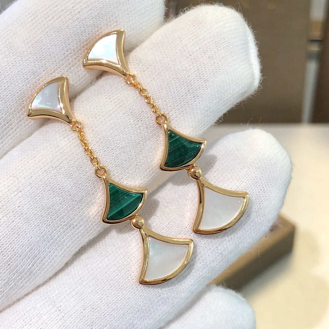 [Kaelin Vow]DREAM EARRINGS 3 MOTIFS MALACHITE MOP PINK GOLD