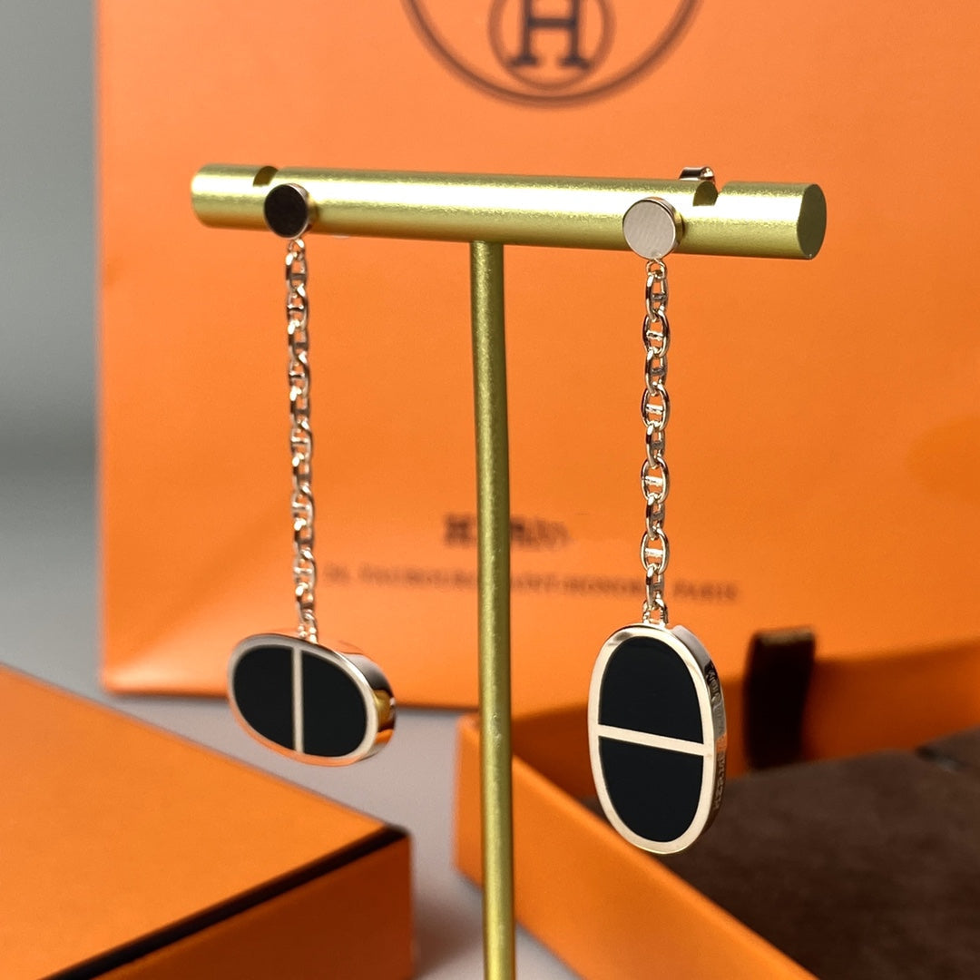 [Kaelin Vow]CHAINE VERSO BLACK CERAMIC EARRINGS