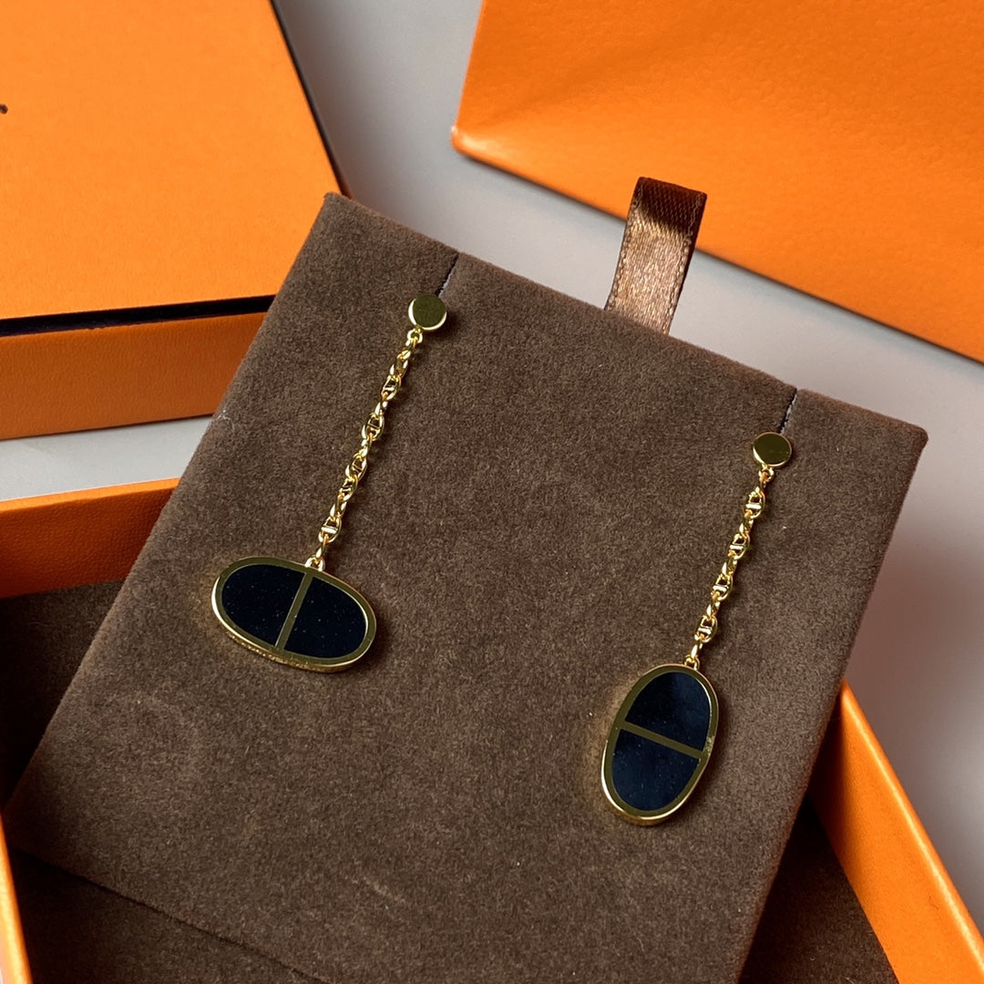 [Kaelin Vow]CHAINE VERSO BLACK CERAMIC EARRINGS