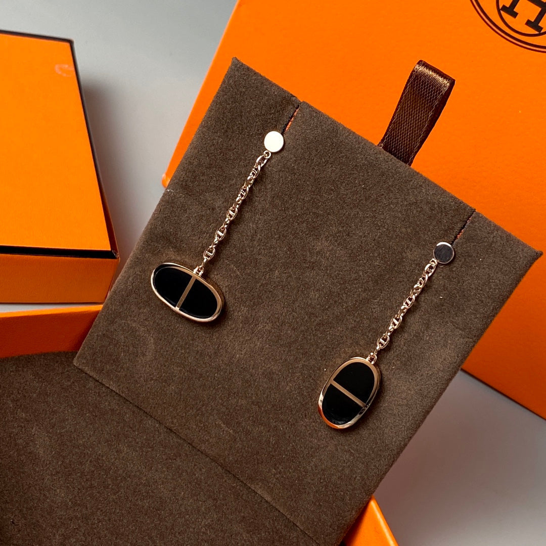[Kaelin Vow]CHAINE VERSO BLACK CERAMIC EARRINGS
