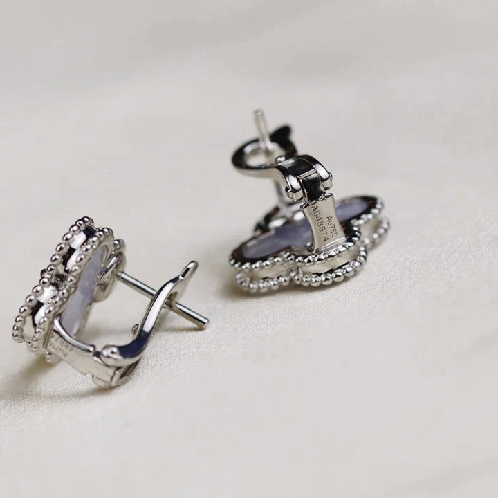 [Kaelin Vow]CLOVER MEDIUM 1 MOTIFS  WHITE MOP EARRINGS SILVER