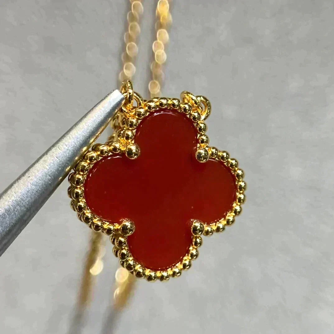 [Kaelin Vow]CLOVER 15MM CARNELIAN SINGLE FLOWER NECKLACE