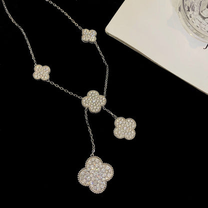 [Kaelin Vow]CLOVER 5 MOTIFS SILVER DIAMONDS NECKLACE