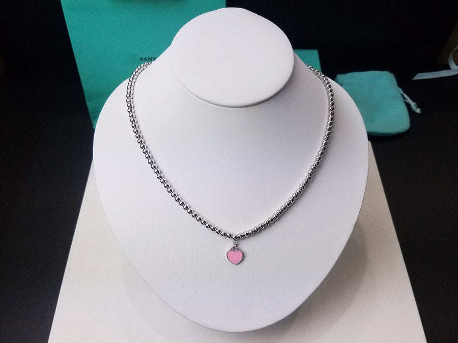 [Kaelin Vow]HEART PEDANT SILVER BALL CHAIN NECKLACE
