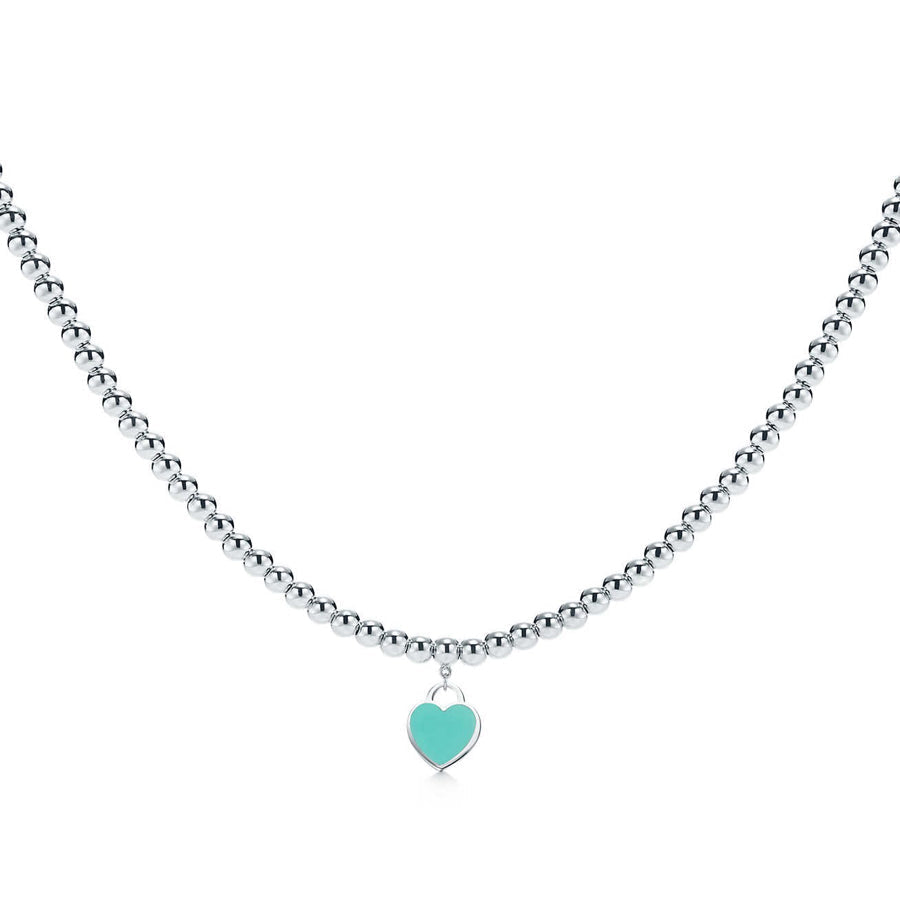 [Kaelin Vow]HEART PEDANT SILVER BALL CHAIN NECKLACE