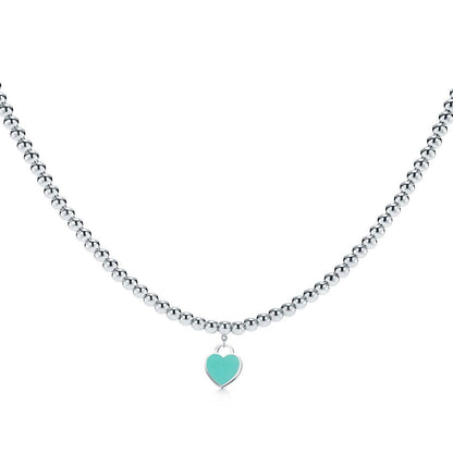 [Kaelin Vow]HEART PEDANT SILVER BALL CHAIN NECKLACE