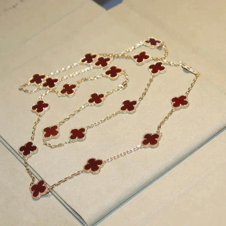 [Kaelin Vow]CLOVER 20 MOTIFS CARNELIAN NECKLACE