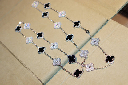 [Kaelin Vow]CLOVER 20 MOTIFS ONYX DIAMOND SILVER
