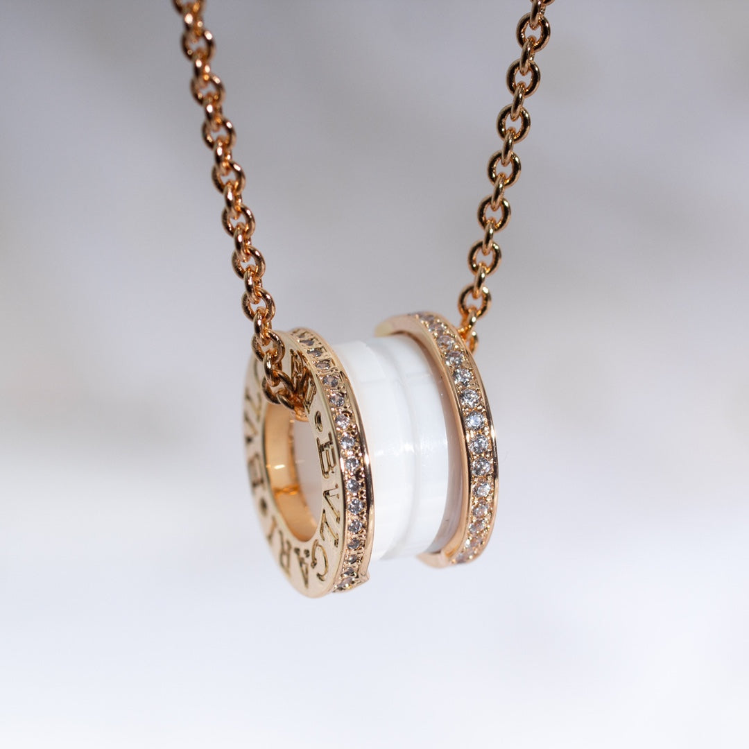 [Kaelin Vow]ZERO 1 WHITE CERAMIC PINK GOLD DIAMOND NECKLACE