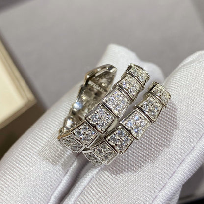 [Kaelin Vow]SERPENTI DOUBLE RING SILVER DIAMOND PAVED
