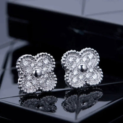 [Kaelin Vow]CLOVER 1 MOTIFS DIAMOND STUD EARRINGS SILVER