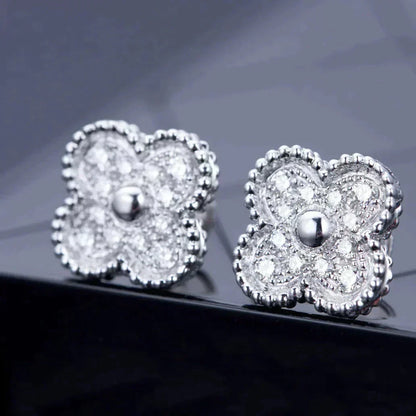 [Kaelin Vow]CLOVER 1 MOTIFS DIAMOND STUD EARRINGS SILVER