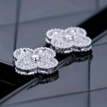 [Kaelin Vow]CLOVER 1 MOTIFS DIAMOND STUD EARRINGS SILVER