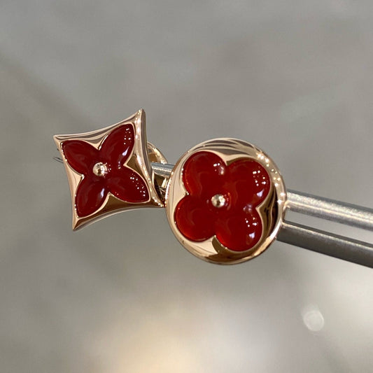 [Kaelin Vow]STAR AND SUN PINK GOLD CARNELIAN STUD EARRINGS