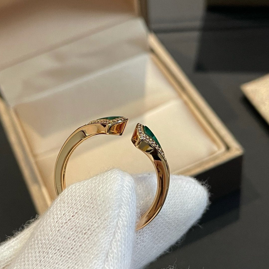 [Kaelin Vow]DREAM MALACHITE DIAMOND OPEN RING