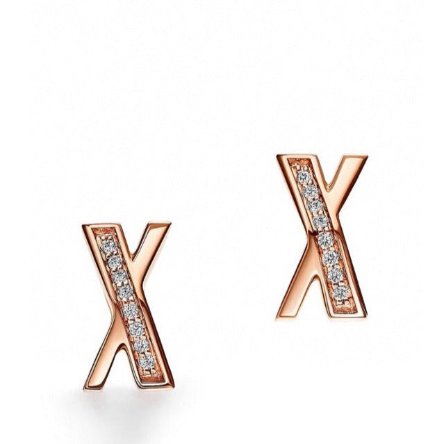 [Kaelin Vow]X EARRINGS ROSE GOLD DIAMONDS