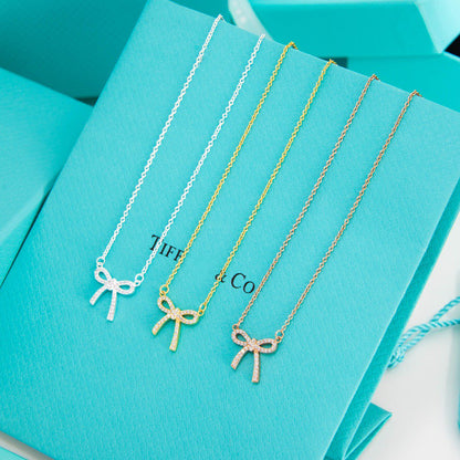 [Kaelin Vow]RIBBON NECKLACE BOW PENDANT DIAMOND CHARM CHAIN