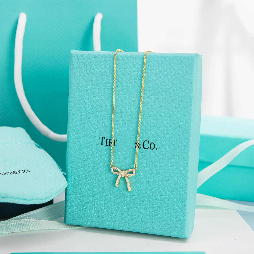 [Kaelin Vow]RIBBON NECKLACE BOW PENDANT DIAMOND CHARM CHAIN