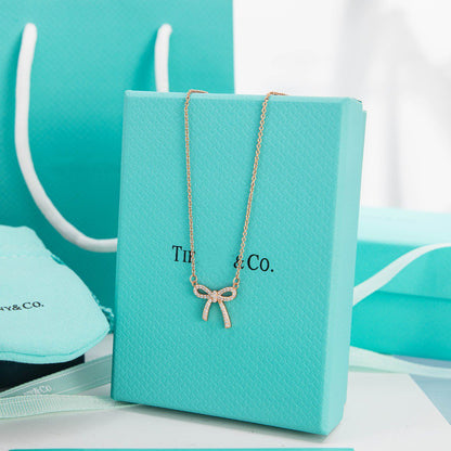 [Kaelin Vow]RIBBON NECKLACE BOW PENDANT DIAMOND CHARM CHAIN