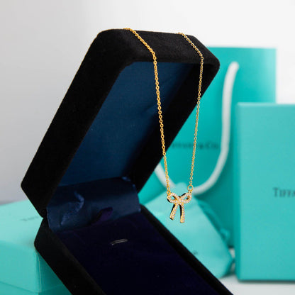 [Kaelin Vow]RIBBON NECKLACE BOW PENDANT DIAMOND CHARM CHAIN