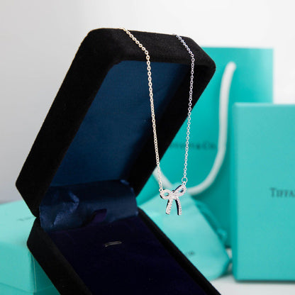 [Kaelin Vow]RIBBON NECKLACE BOW PENDANT DIAMOND CHARM CHAIN