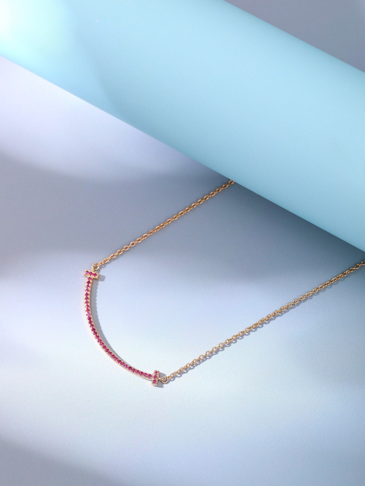 [Kaelin Vow]BIG SMILE PEDANT PINK DIAMOND NECKLACE