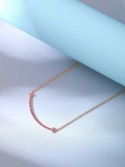 [Kaelin Vow]BIG SMILE PEDANT PINK DIAMOND NECKLACE