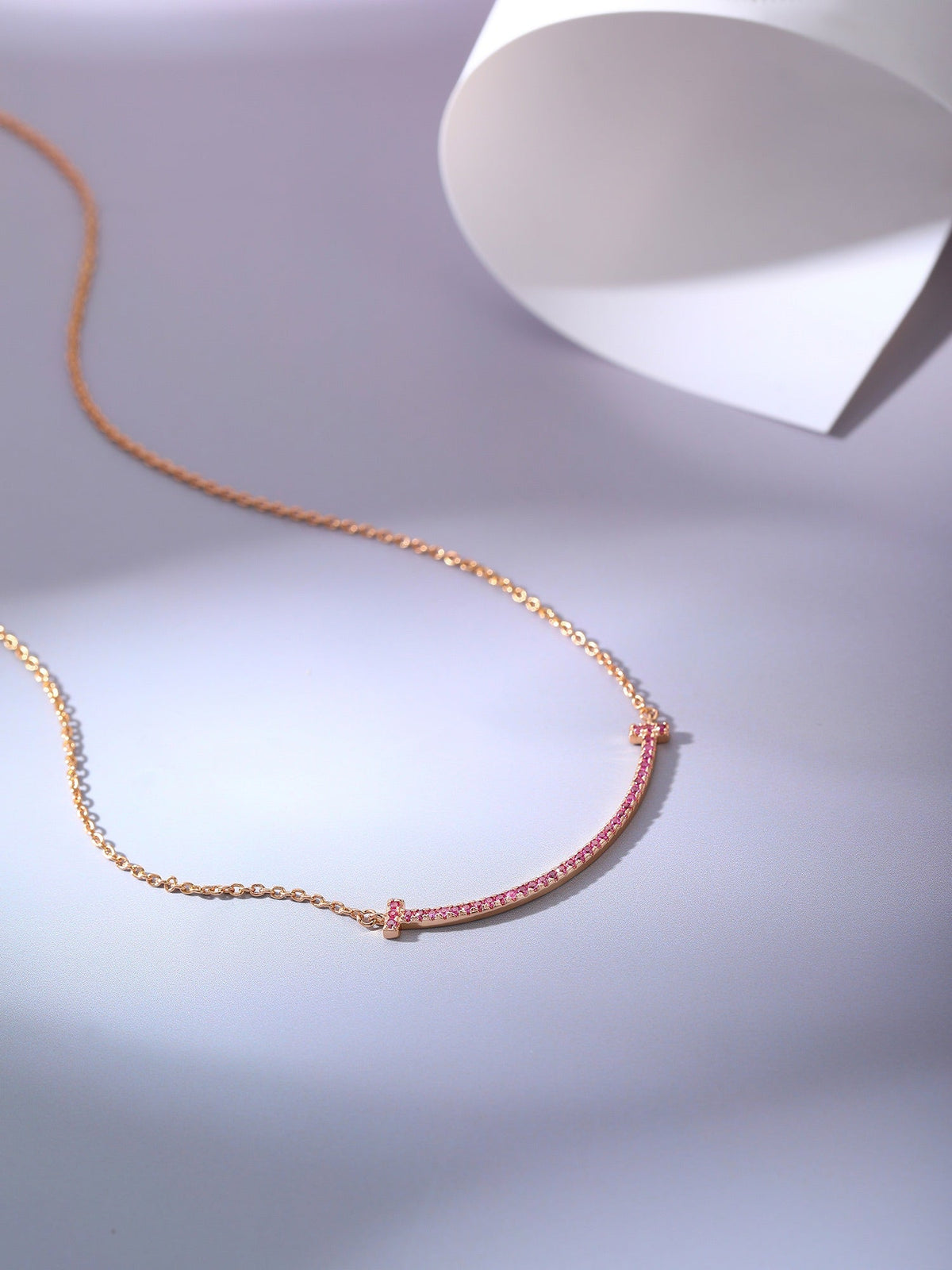 [Kaelin Vow]BIG SMILE PEDANT PINK DIAMOND NECKLACE