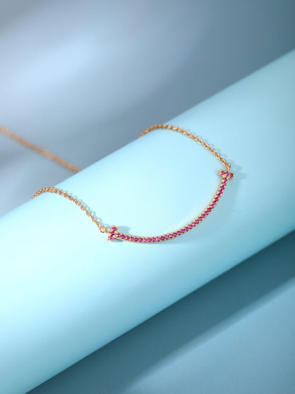 [Kaelin Vow]BIG SMILE PEDANT PINK DIAMOND NECKLACE