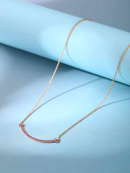 [Kaelin Vow]BIG SMILE PEDANT PINK DIAMOND NECKLACE