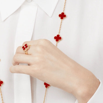 [Kaelin Vow]CLOVER CARNELIAN RING ROSE GOLD DIAMOND