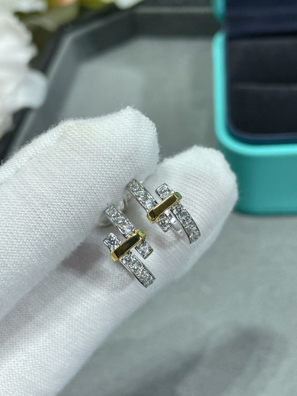 [Kaelin Vow]EDGE DIAMOND PINK GOLD EARRINGS