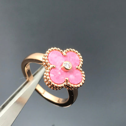 [Kaelin Vow]CLOVER RHODONITE ROSE GOLD RING