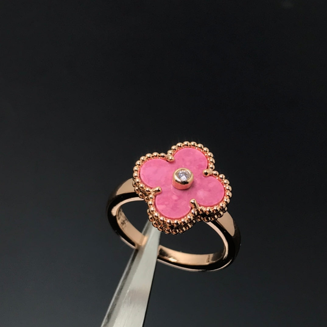 [Kaelin Vow]CLOVER RHODONITE ROSE GOLD RING