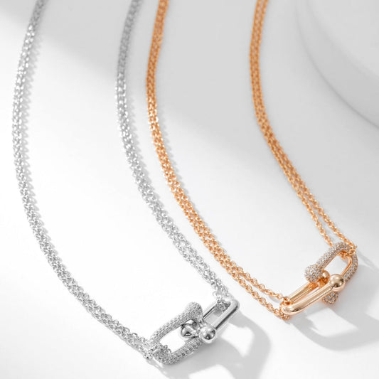 [Kaelin Vow]HARDWEAR DIAMOND PEDANT DOUBLE CHAIN NECKLACE