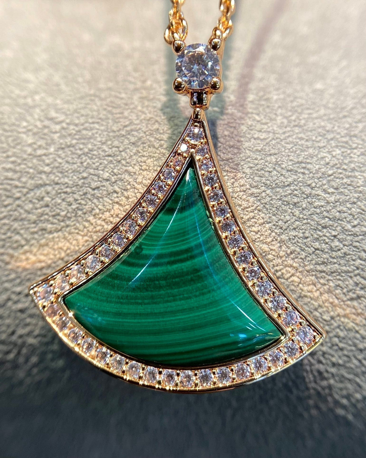 [Kaelin Vow]DREAM MALACHITE DIAMOND PAVED PINK GOLD NECKLACE