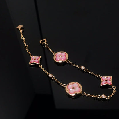 [Kaelin Vow]STAR AND SUN 4 MOTIF PINK MOP PINK GOLD BRACELET