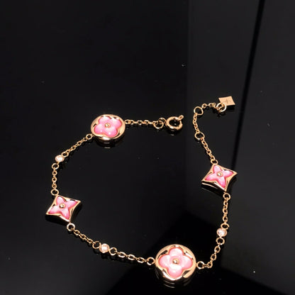 [Kaelin Vow]STAR AND SUN 4 MOTIF PINK MOP PINK GOLD BRACELET