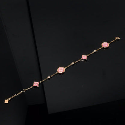 [Kaelin Vow]STAR AND SUN 4 MOTIF PINK MOP PINK GOLD BRACELET