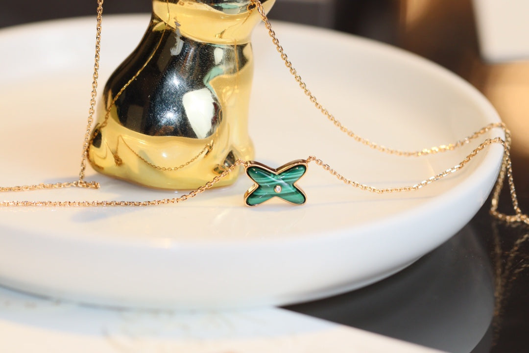 [Kaelin Vow]JEUX MALACHITE 1 DIAMOND PINK GOLD NECKLACE