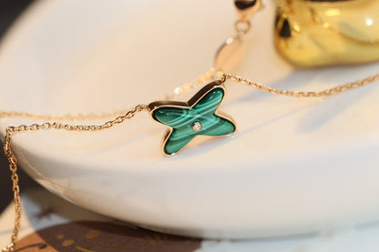 [Kaelin Vow]JEUX MALACHITE 1 DIAMOND PINK GOLD NECKLACE