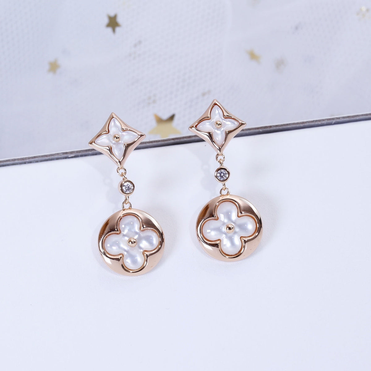 [Kaelin Vow]STAR AND SUN PINK GOLD MOP DROP EARRINGS