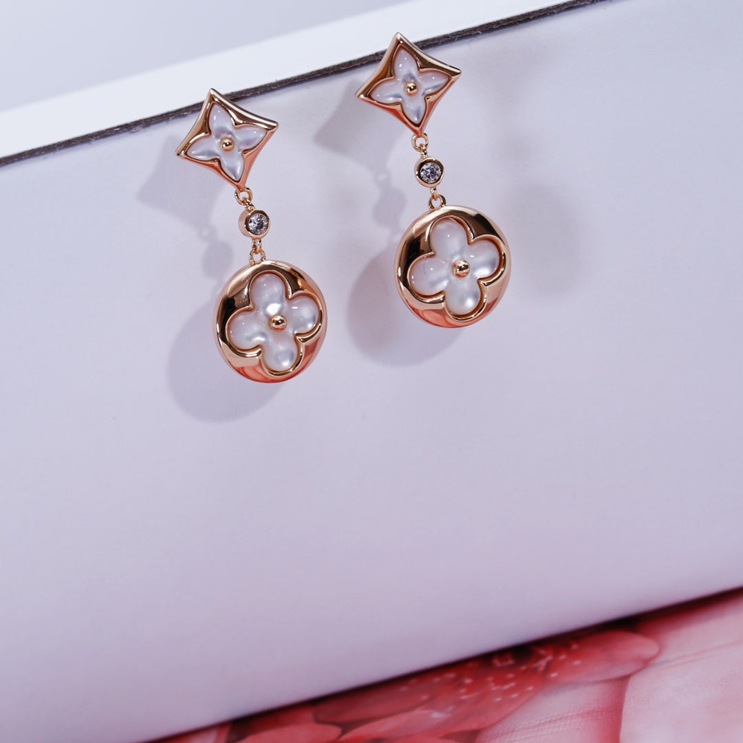 [Kaelin Vow]STAR AND SUN PINK GOLD MOP DROP EARRINGS