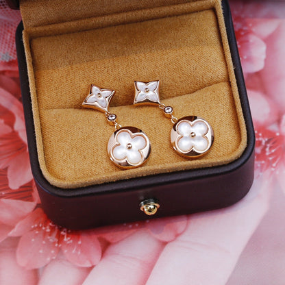 [Kaelin Vow]STAR AND SUN PINK GOLD MOP DROP EARRINGS
