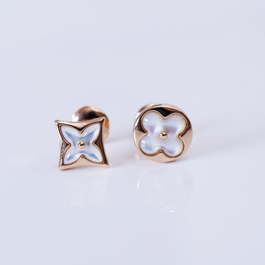 [Kaelin Vow]STAR AND SUN PINK GOLD MOP STUD EARRINGS