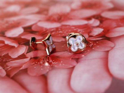 [Kaelin Vow]STAR AND SUN PINK GOLD MOP STUD EARRINGS