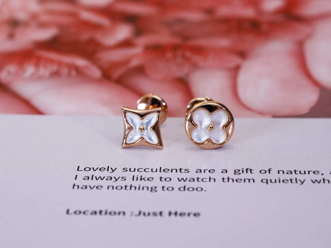 [Kaelin Vow]STAR AND SUN PINK GOLD MOP STUD EARRINGS