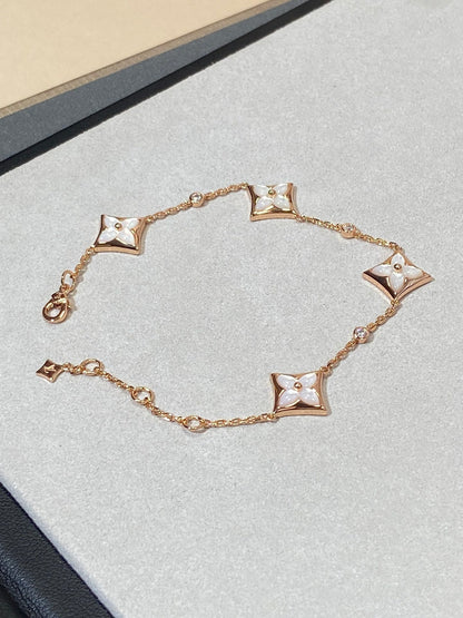 [Kaelin Vow]STAR 4 MOTIF MOP DIAMOND PINK GOLD BRACELET
