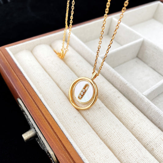 [Kaelin Vow]LUCKY MOVE MOP PINK GOLD NECKLACE